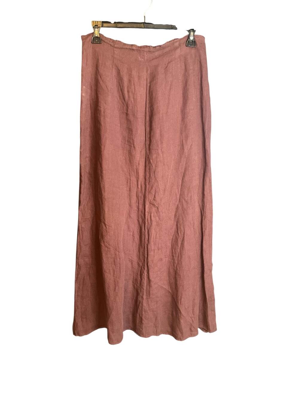 Zara 100% Linen Midi Skirt in Terracotta NWT